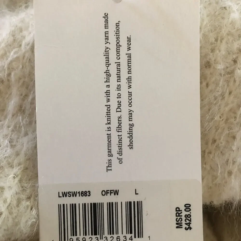 Frame Denim Lounge Cardi in Off White Alpaca Large NWT